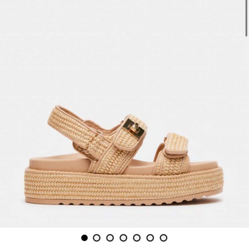 Steve Madden Bigmona Natural Raffia Sandals Women's Platform Size 9.5 NEW resort